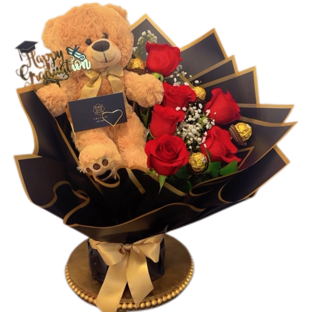 (F-039) Graduation Teddy Bouquet